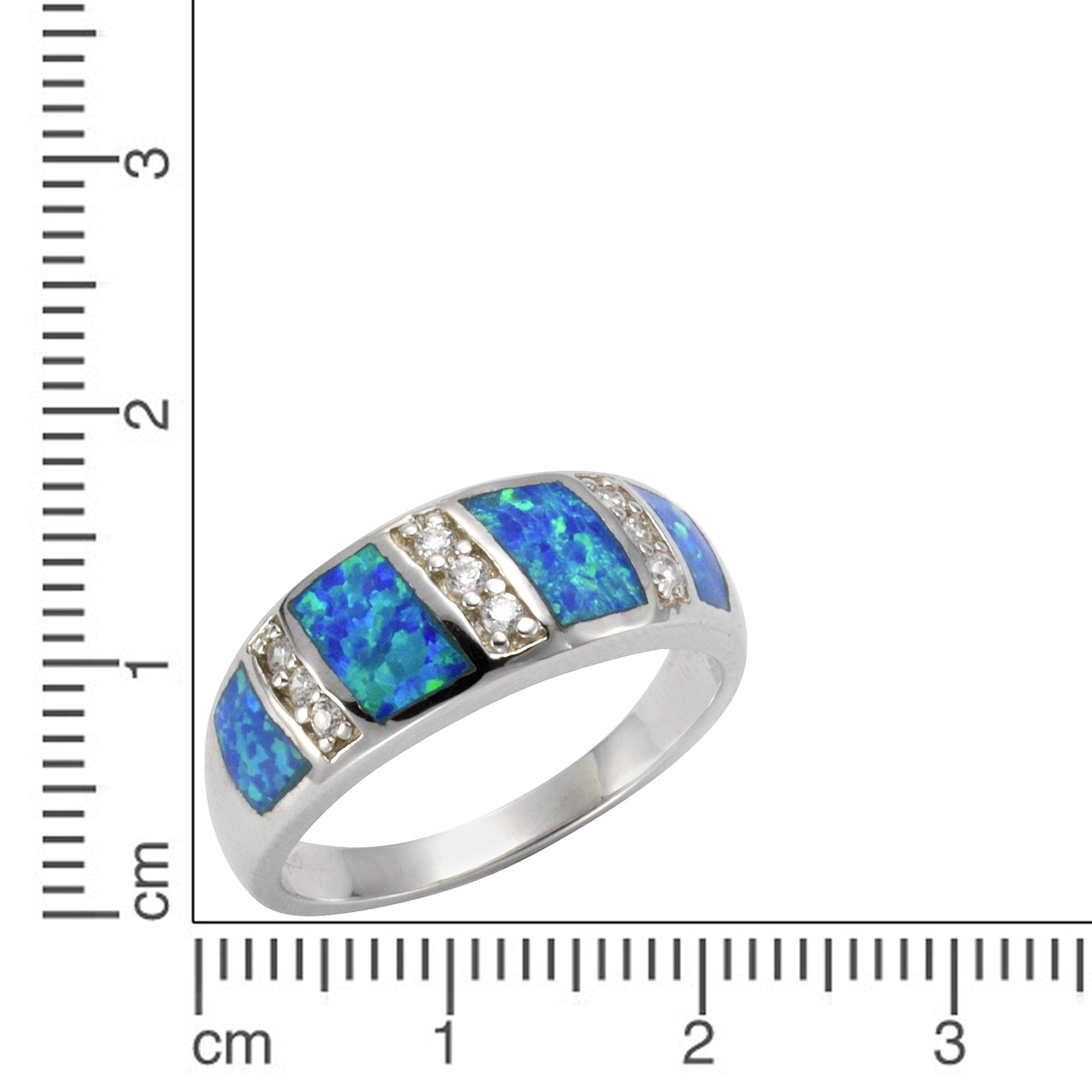 Ring 925/- Sterling Silber rhodiniert synth. Opal