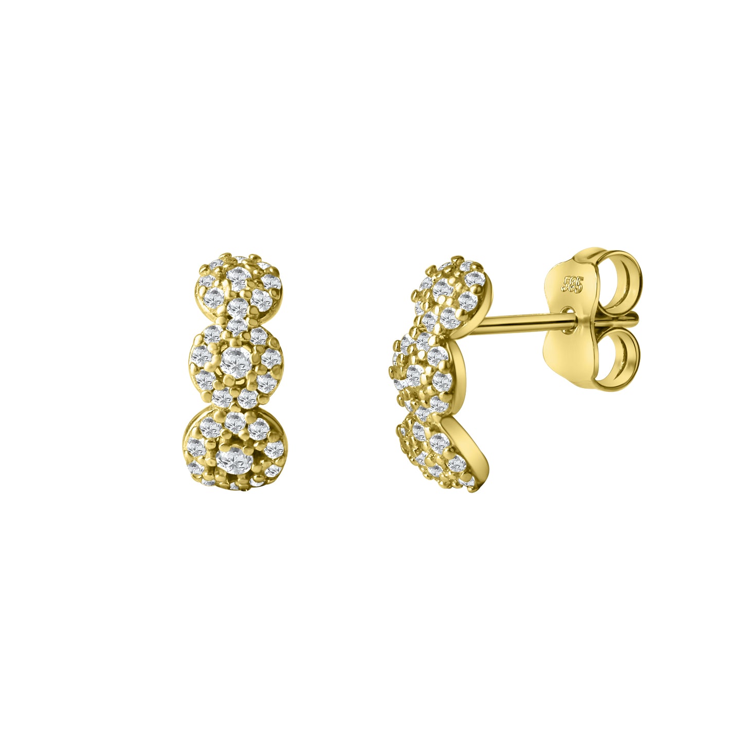 Ohrringe 585/- Gold rhodiniert (teil) 1,0cm Zirkonia