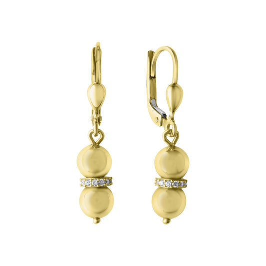 Ohrhänger 585/- Gold rhodiniert (teil) 3,1cm Zirkonia