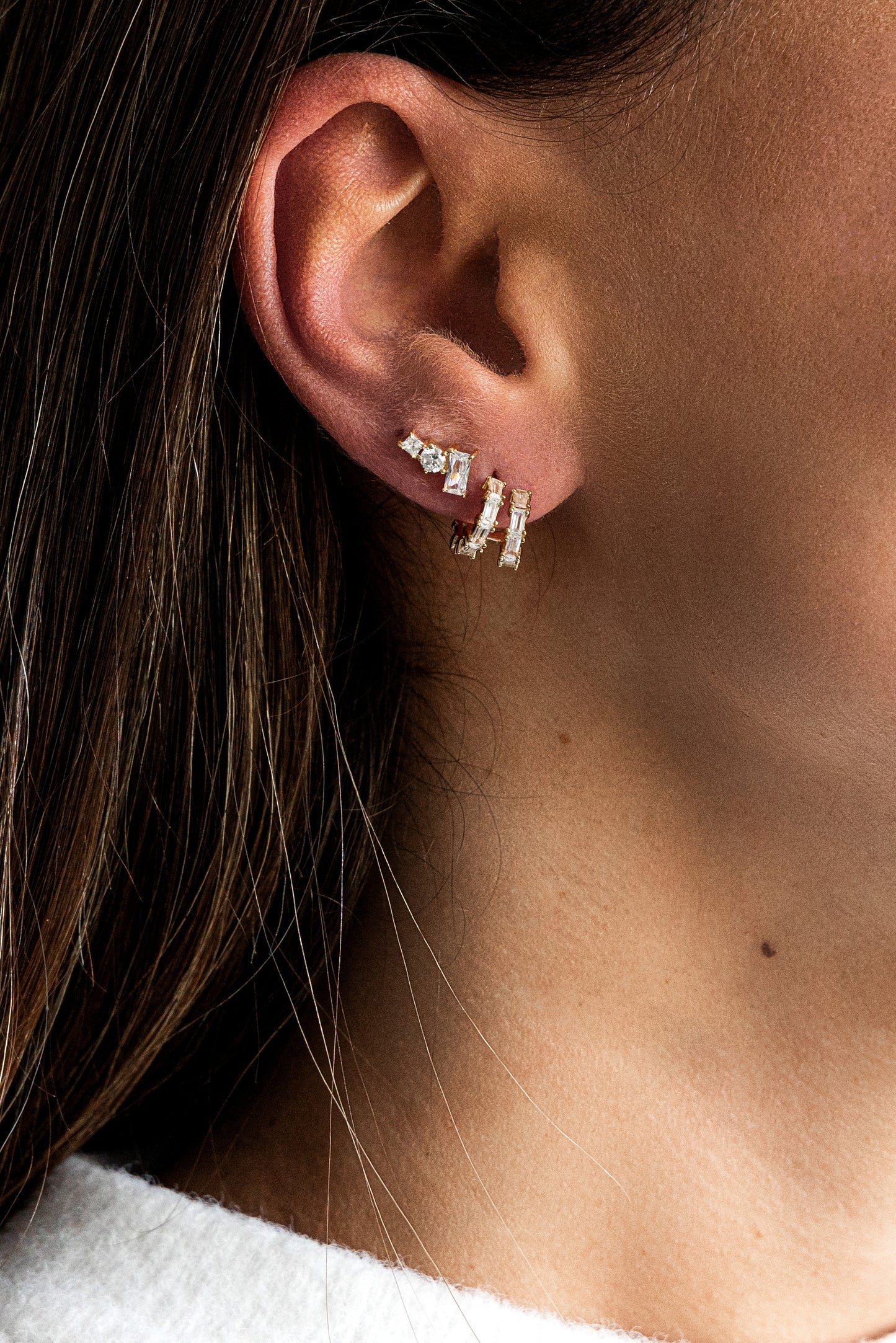 cai Ohrstecker 925/- Sterling Silber vergoldet 0,7cm Zirkonia