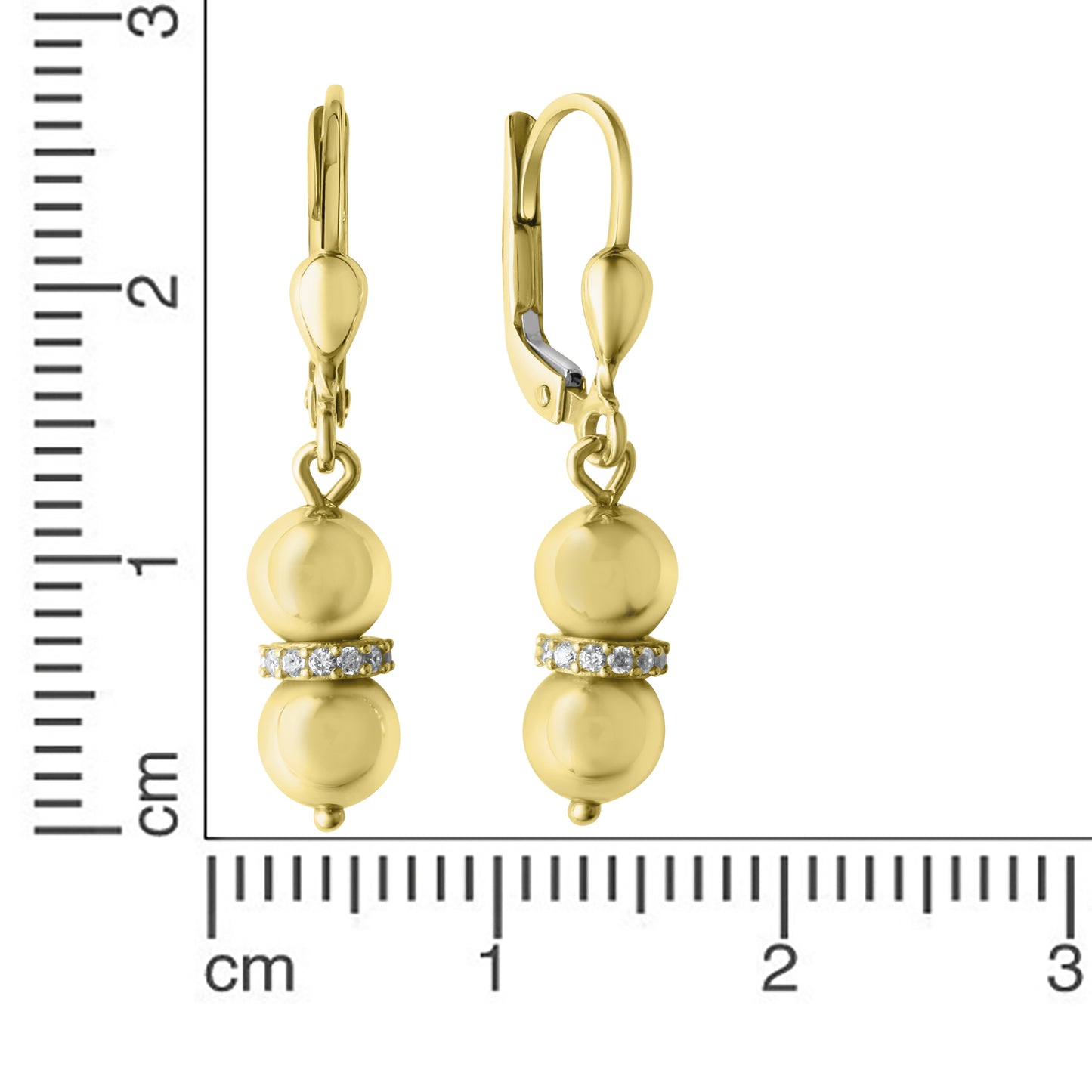 Ohrhänger 585/- Gold rhodiniert (teil) 3,1cm Zirkonia