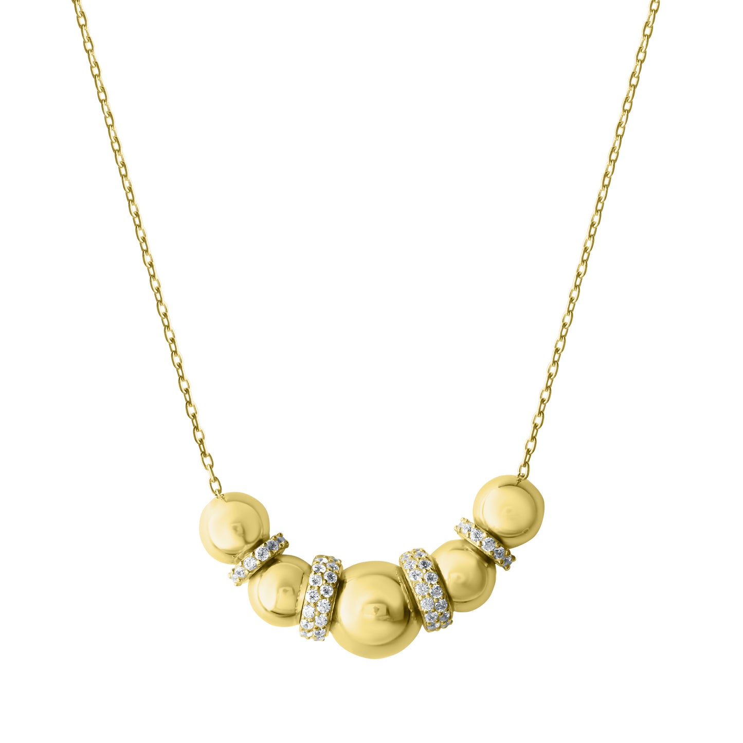 Collier Ankerkette 585/- Gold rhodiniert (teil) 45cm Zirkonia