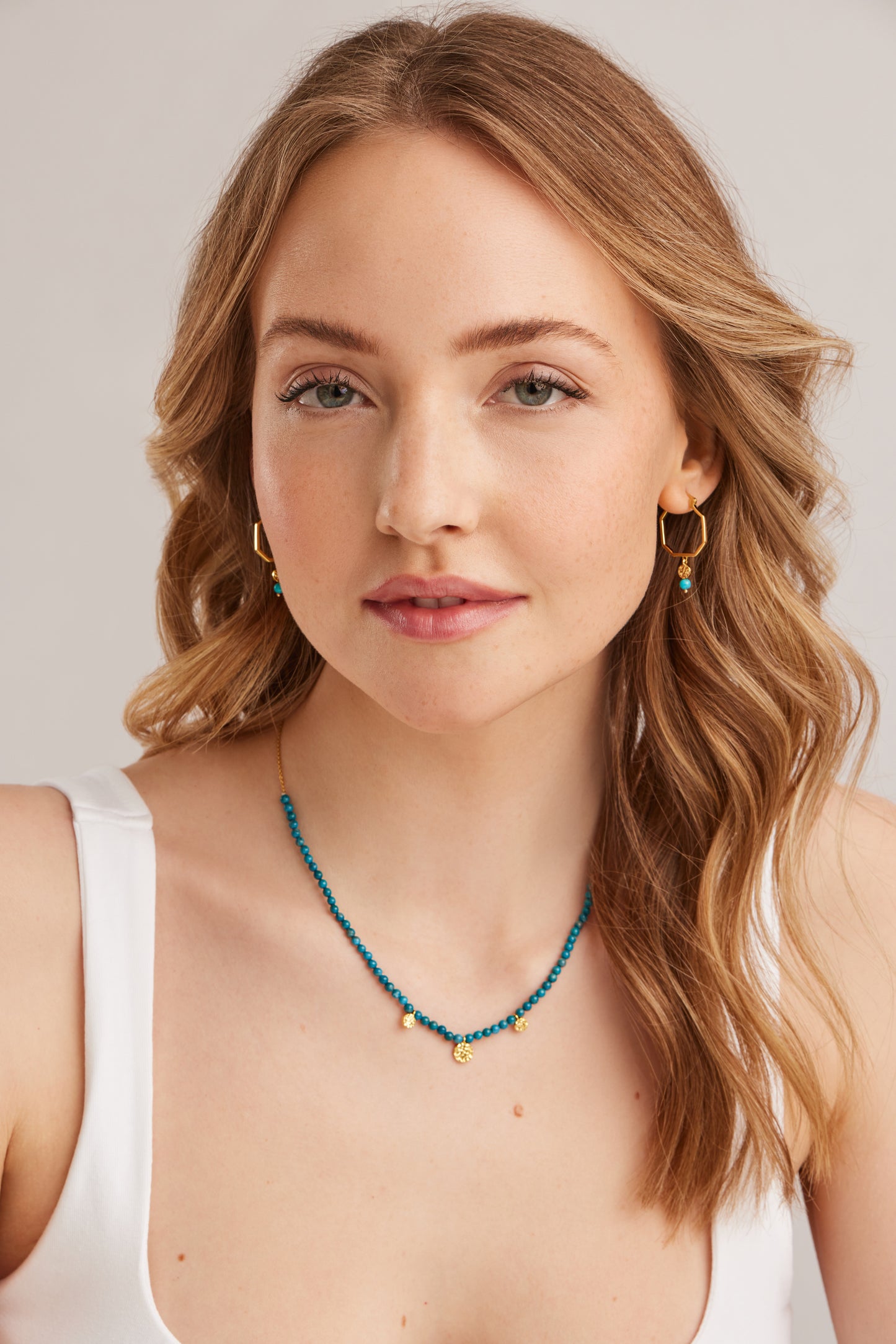 cai Creolen 925/- Sterling Silber vergoldet 2,7cm Howlith