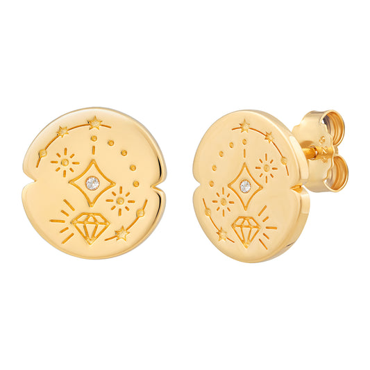 cai Ohrstecker 925/- Sterling Silber vergoldet 1,2cm Weißtopas