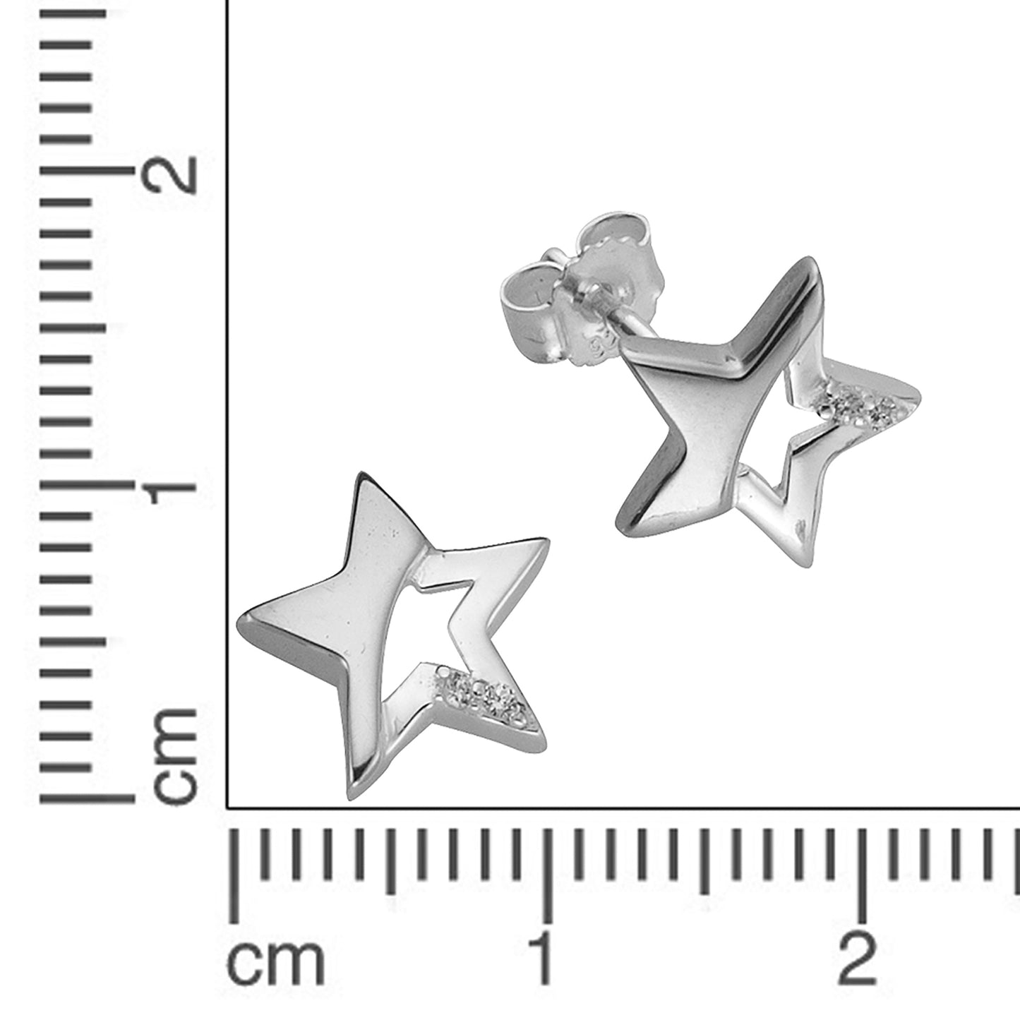 Ohrstecker 925/- Sterling Silber rhodiniert 0,96cm Zirkonia