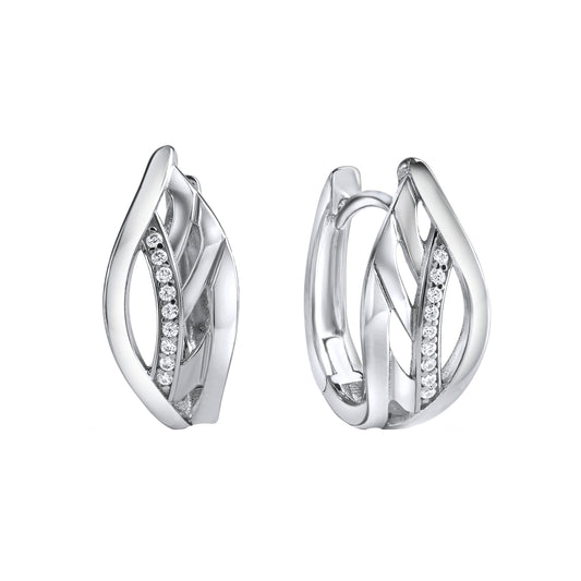 Klappcreolen 925/- Sterling Silber rhodiniert 1,5cm Zirkonia