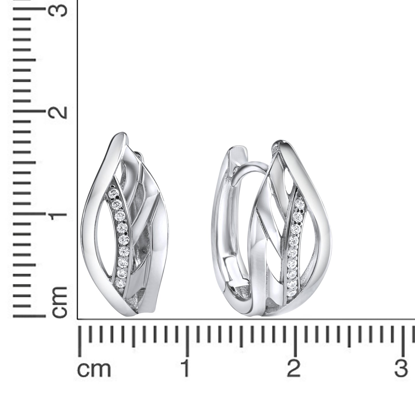 Klappcreolen 925/- Sterling Silber rhodiniert 1,5cm Zirkonia