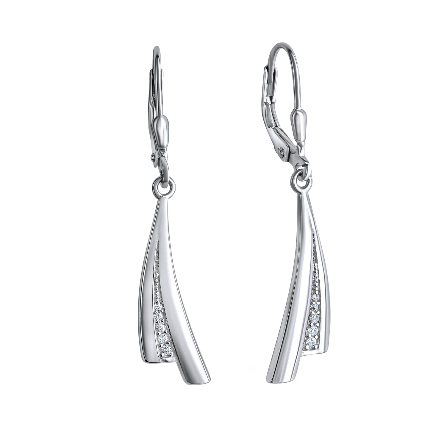 Ohrhänger 925/- Sterling Silber rhodiniert 3,8cm Zirkonia