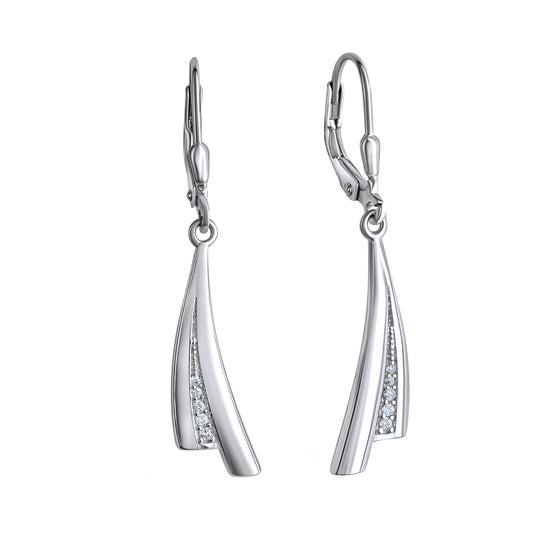 Ohrhänger 925/- Sterling Silber rhodiniert 3,8cm Zirkonia