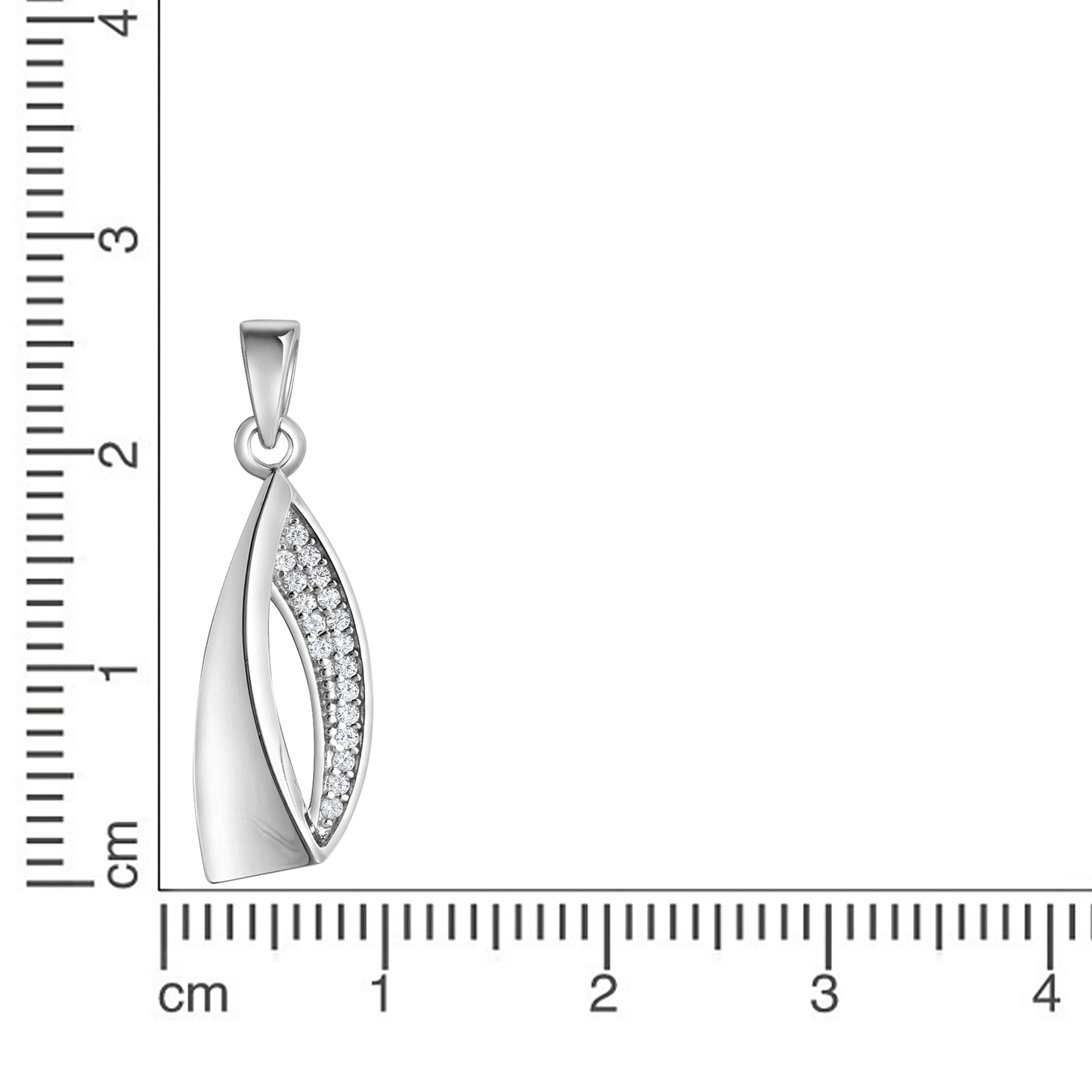 Anhänger 925/- Sterling Silber rhodiniert 2,8cm Zirkonia