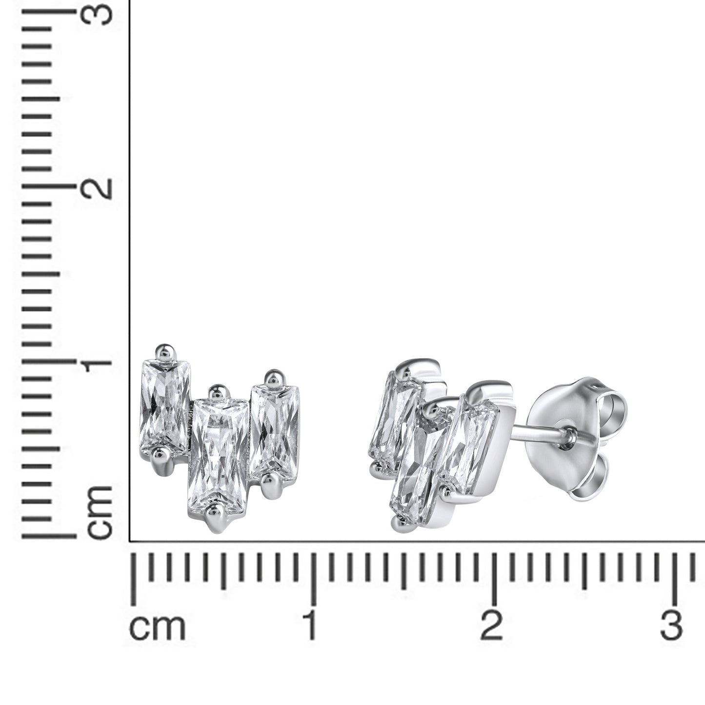 Ohrstecker 925/- Sterling Silber rhodiniert 0,9cm Zirkonia