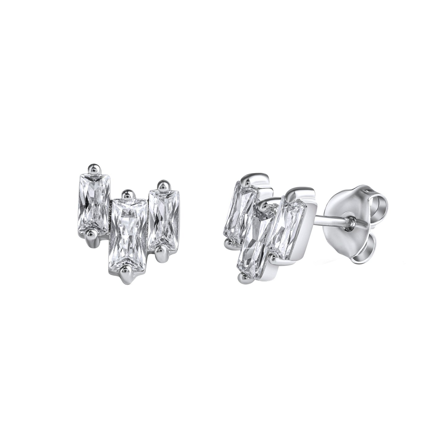 Ohrstecker 925/- Sterling Silber rhodiniert 0,9cm Zirkonia