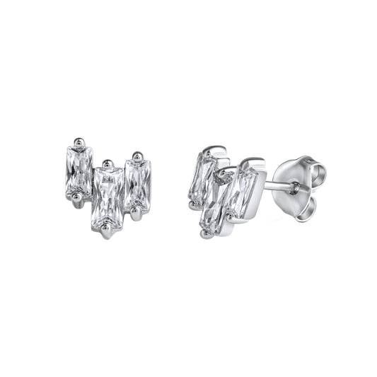 Ohrstecker 925/- Sterling Silber rhodiniert 0,9cm Zirkonia