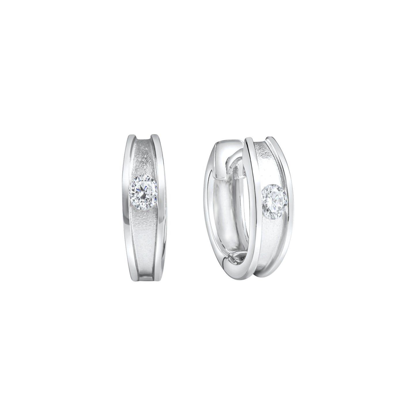 Klappcreolen 925/- Sterling Silber rhodiniert 1,3cm Zirkonia