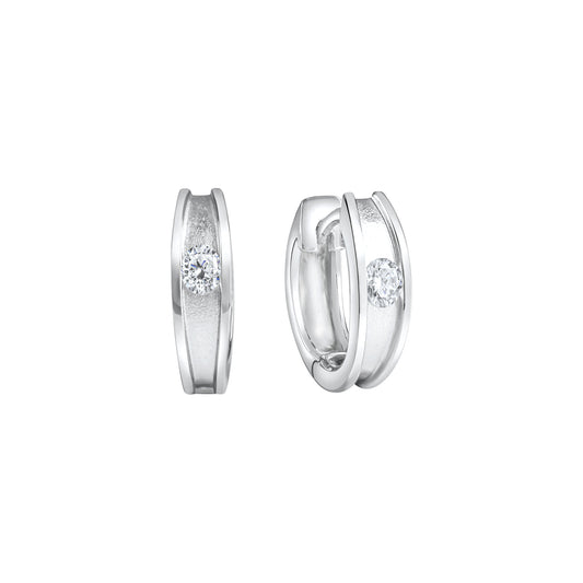 Klappcreolen 925/- Sterling Silber rhodiniert 1,3cm Zirkonia