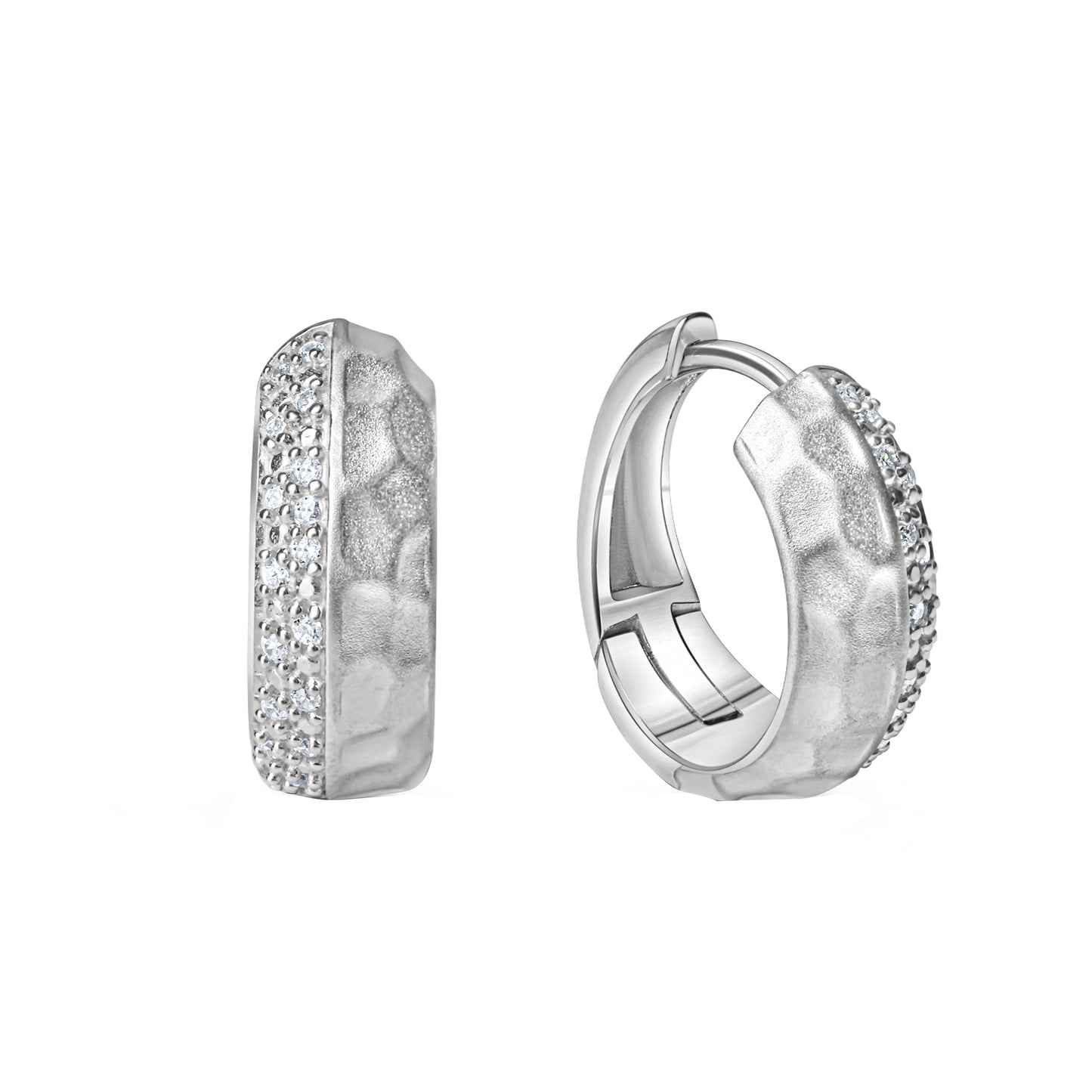 Creolen 925/- Sterling Silber rhodiniert 1,5cm Zirkonia