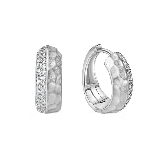 Creolen 925/- Sterling Silber rhodiniert 1,5cm Zirkonia