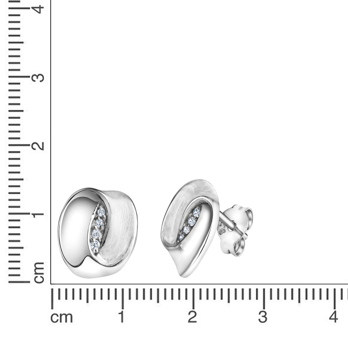 Ohrstecker 925/- Sterling Silber rhodiniert 1,0cm Zirkonia