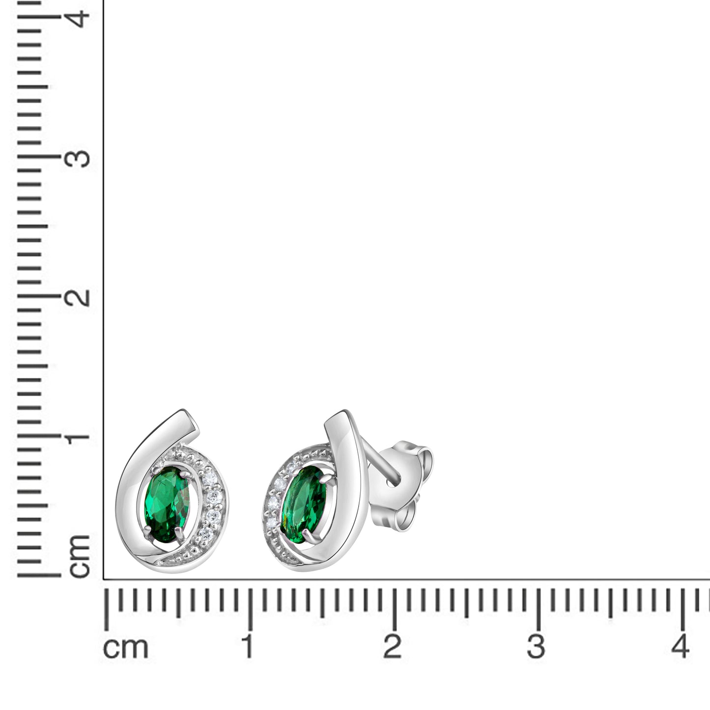 Ohrstecker 925/- Sterling Silber rhodiniert 1,0cm synth.Smaragd