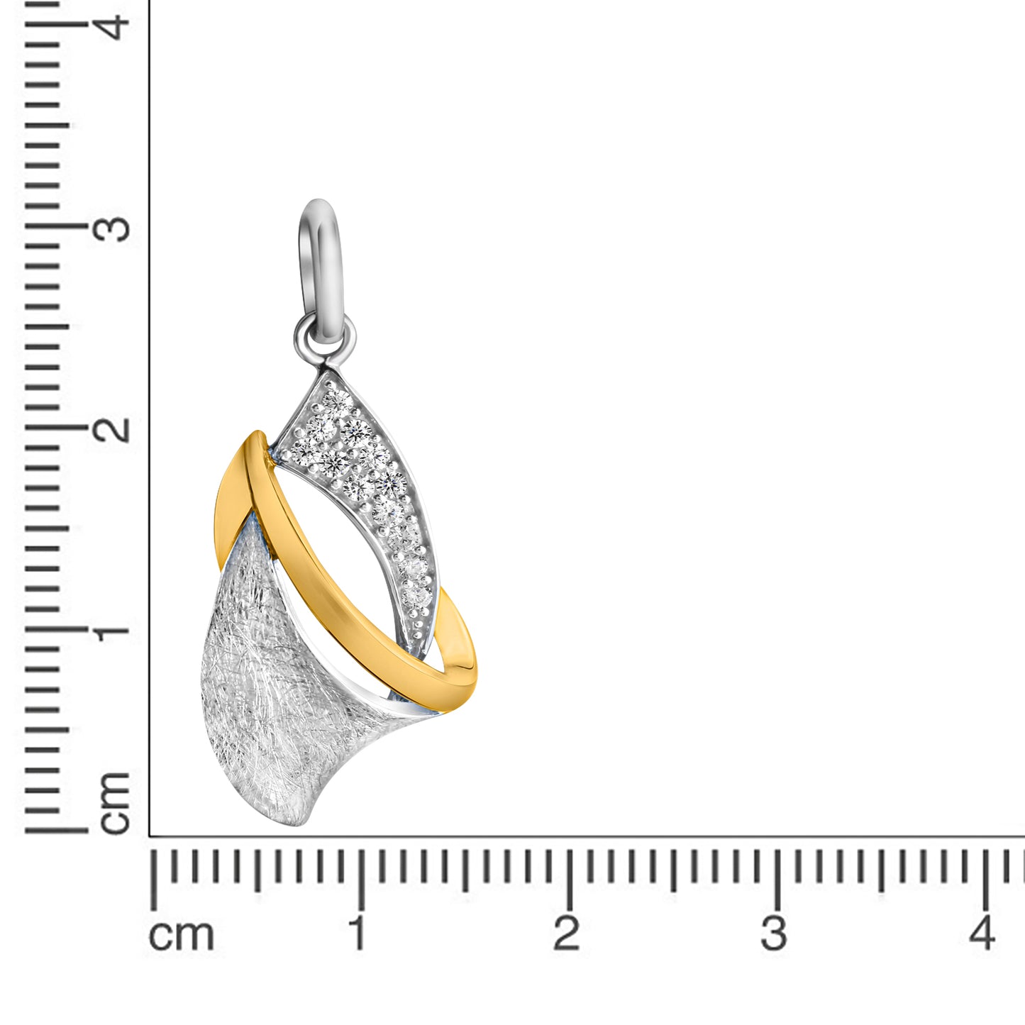 Anhänger 925/- Sterling Silber rhodiniert (teil) 3,0cm Zirkonia
