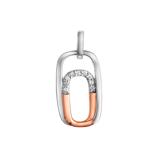 Anhänger 925/- Sterling Silber rotvergoldet 2,5cm Zirkonia