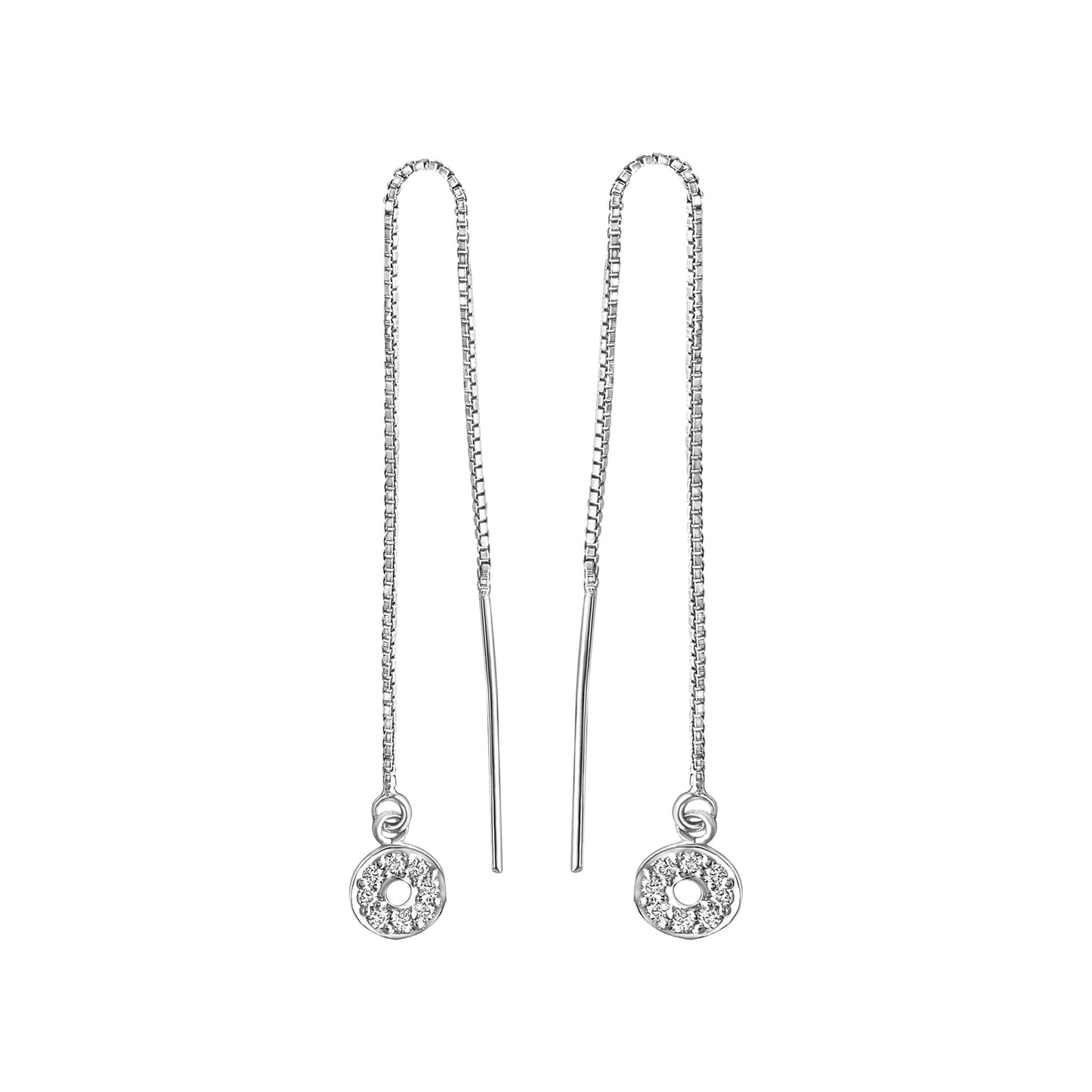 Durchzieh-Ohrringe 925/- Sterling Silber rhodiniert 10,5cm Zirkonia