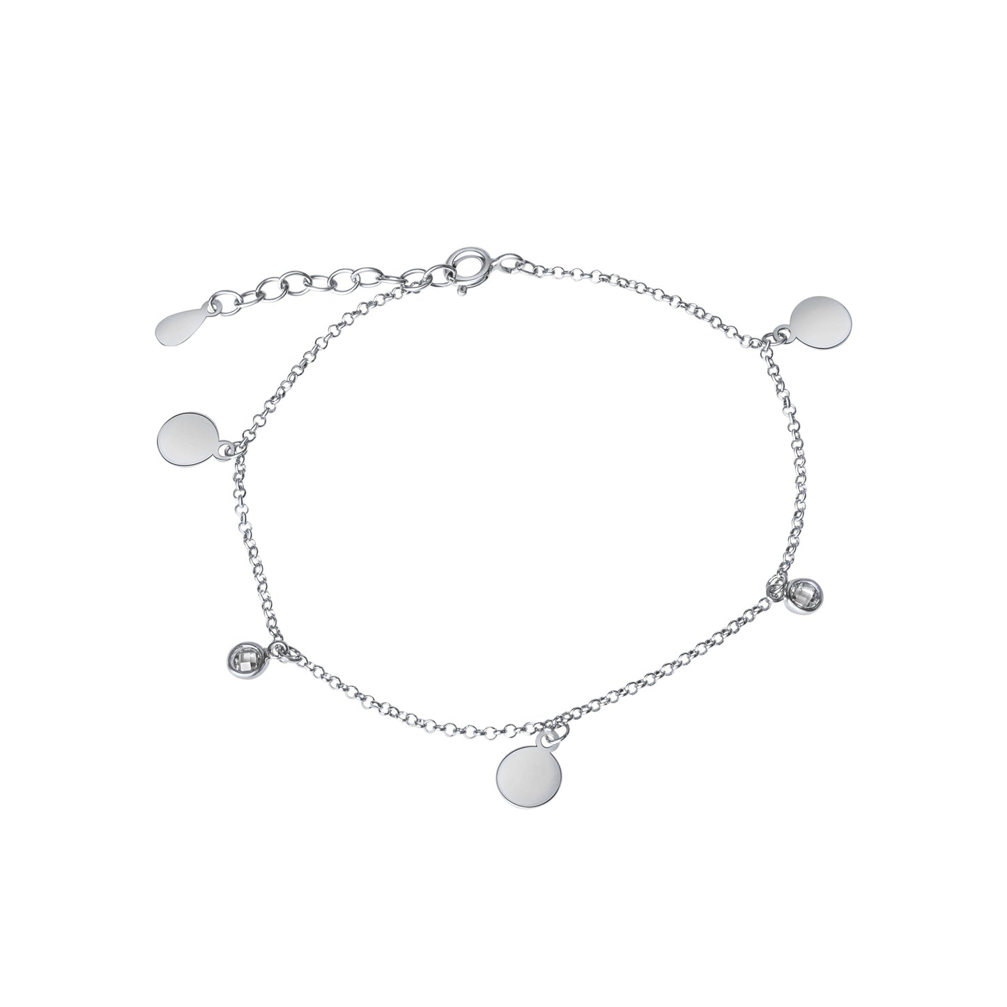 Armband Erbskette 925/- Sterling Silber rhodiniert 19,0cm Zirkonia