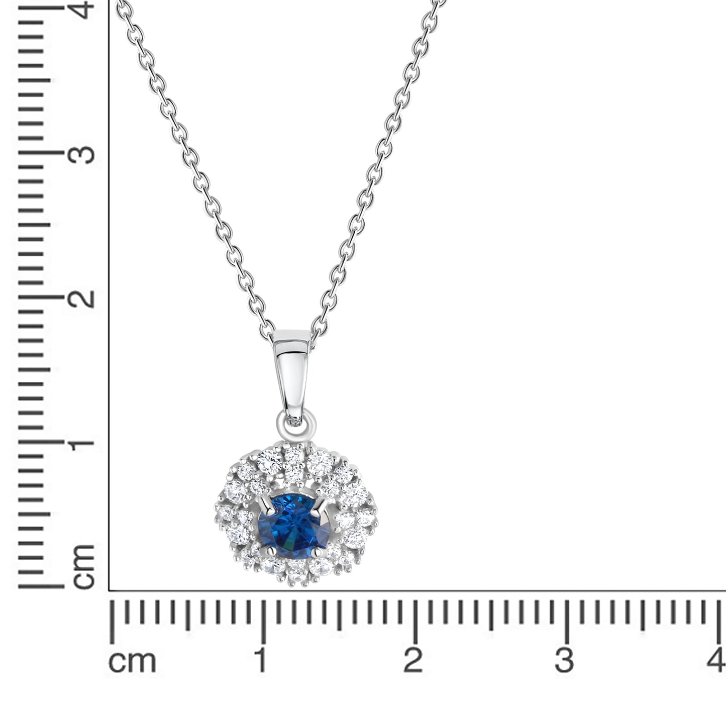 Anhänger mit Kette Ankerkette 925/- Sterling Silber rhodiniert 45cm Zirkonia