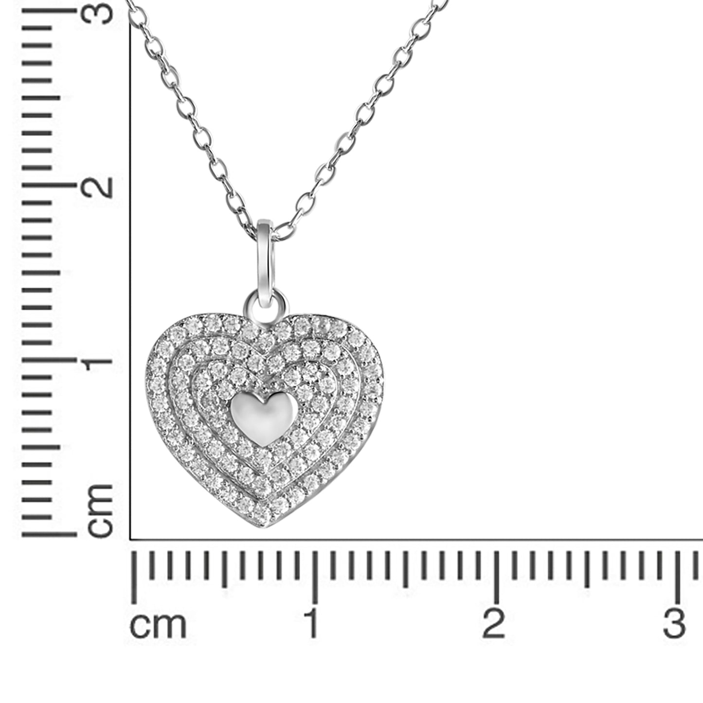 Anhänger mit Kette Ankerkette 925/- Sterling Silber rhodiniert 45,0cm Zirkonia