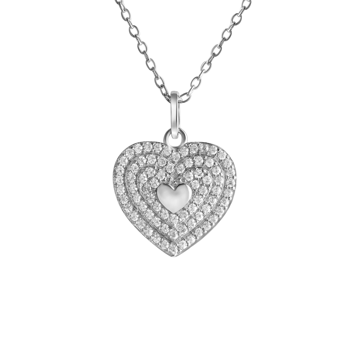 Anhänger mit Kette Ankerkette 925/- Sterling Silber rhodiniert 45,0cm Zirkonia