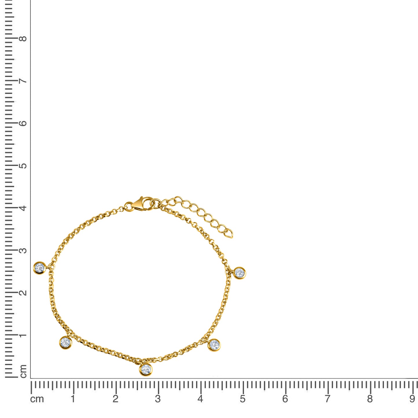 Armband Erbskette 925/- Sterling Silber vergoldet 21,0cm Zirkonia