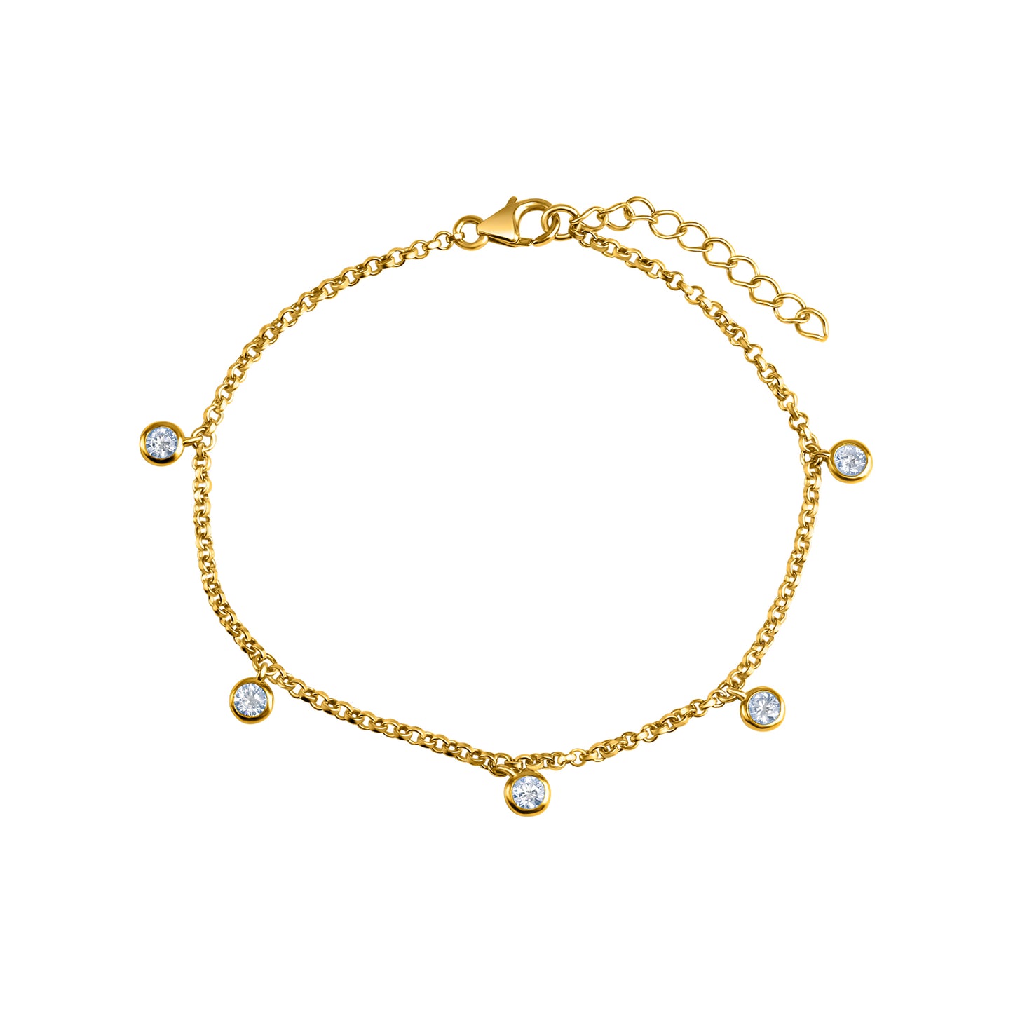 Armband Erbskette 925/- Sterling Silber vergoldet 21,0cm Zirkonia