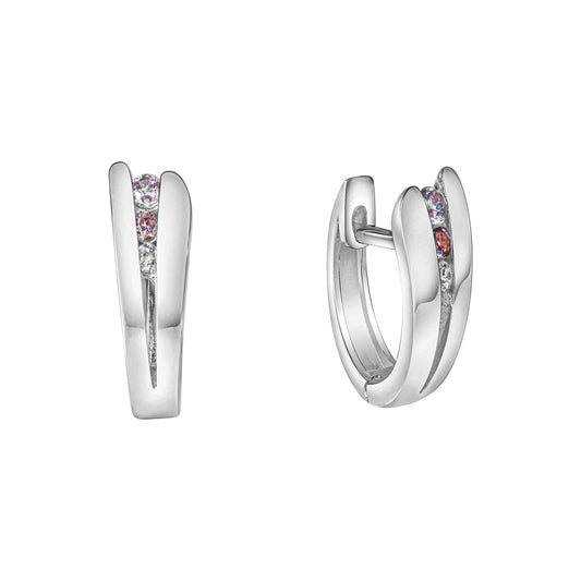 Klappcreolen 925/- Sterling Silber weiss 1,4cm Zirkonia