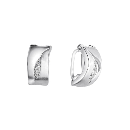 Ohrclip 925/- Sterling Silber rhodiniert 1,5cm Zirkonia