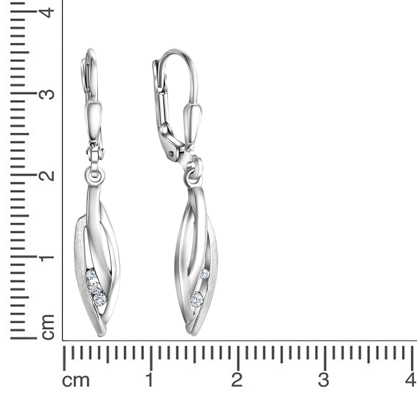 Ohrhänger 925/- Sterling Silber rhodiniert 3,2cm Zirkonia