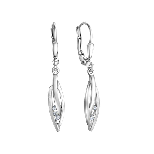 Ohrhänger 925/- Sterling Silber rhodiniert 3,2cm Zirkonia