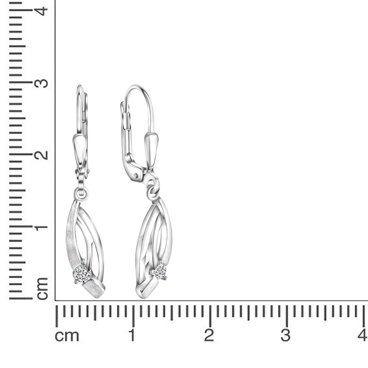 Ohrhänger 925/- Sterling Silber rhodiniert 1,4cm Zirkonia