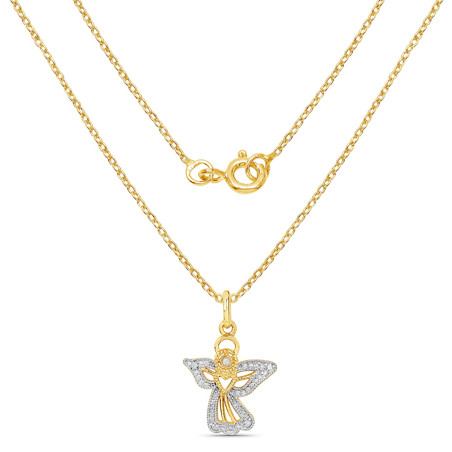 Halskette Ankerkette 925/- Sterling Silber vergoldet 45cm Diamant 0,04ct.