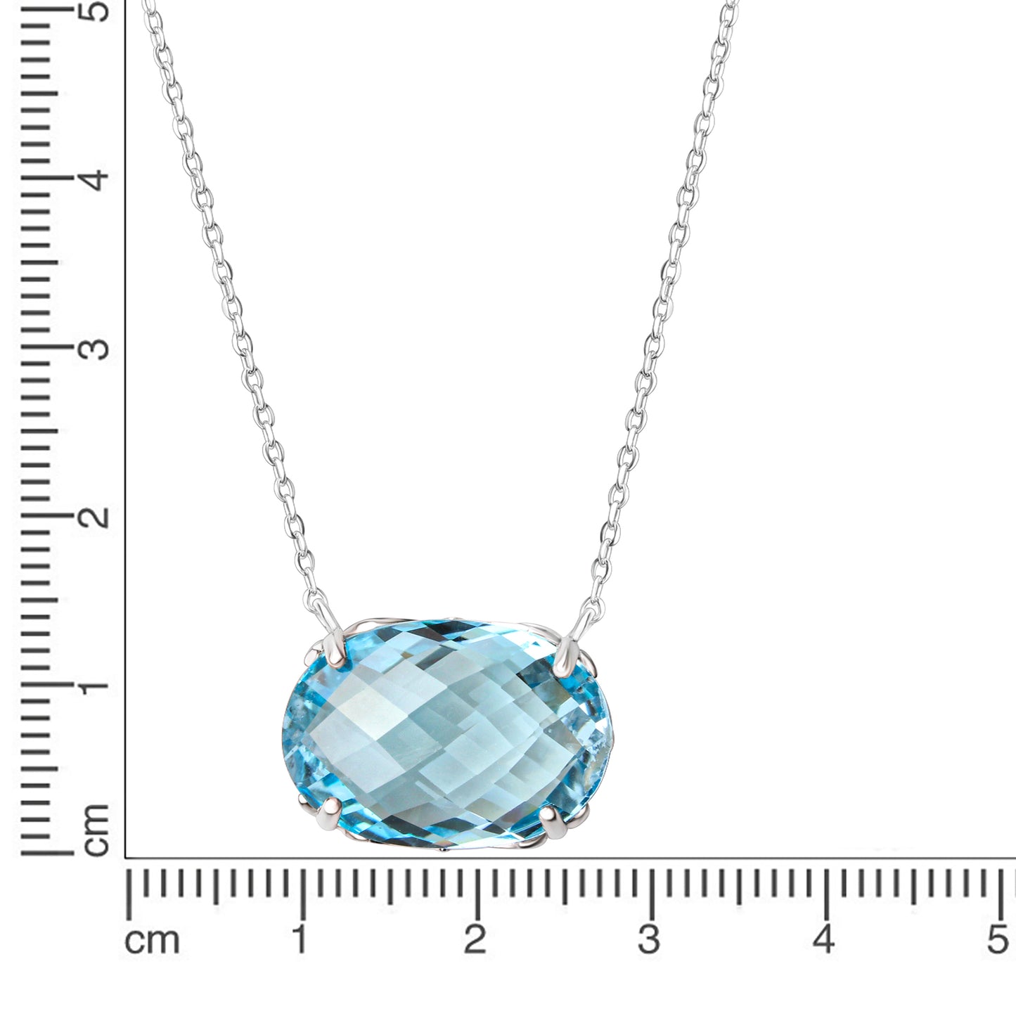 Collier Ankerkette 925/- Sterling Silber rhodiniert 45cm Blautopas beh.