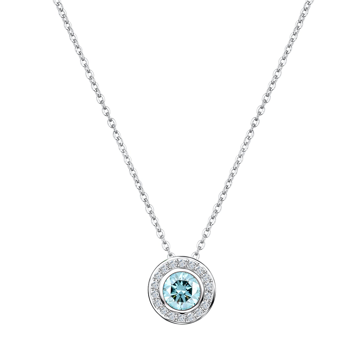 Collier Ankerkette 925/- Sterling Silber rhodiniert 45,0cm Blautopas beh.