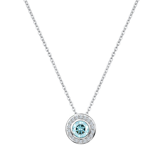 Collier Ankerkette 925/- Sterling Silber rhodiniert 45,0cm Blautopas beh.