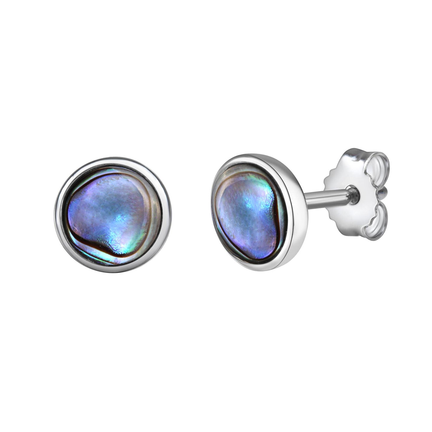 Ohrstecker 925/- Sterling Silber rhodiniert 0,8cm Abalone