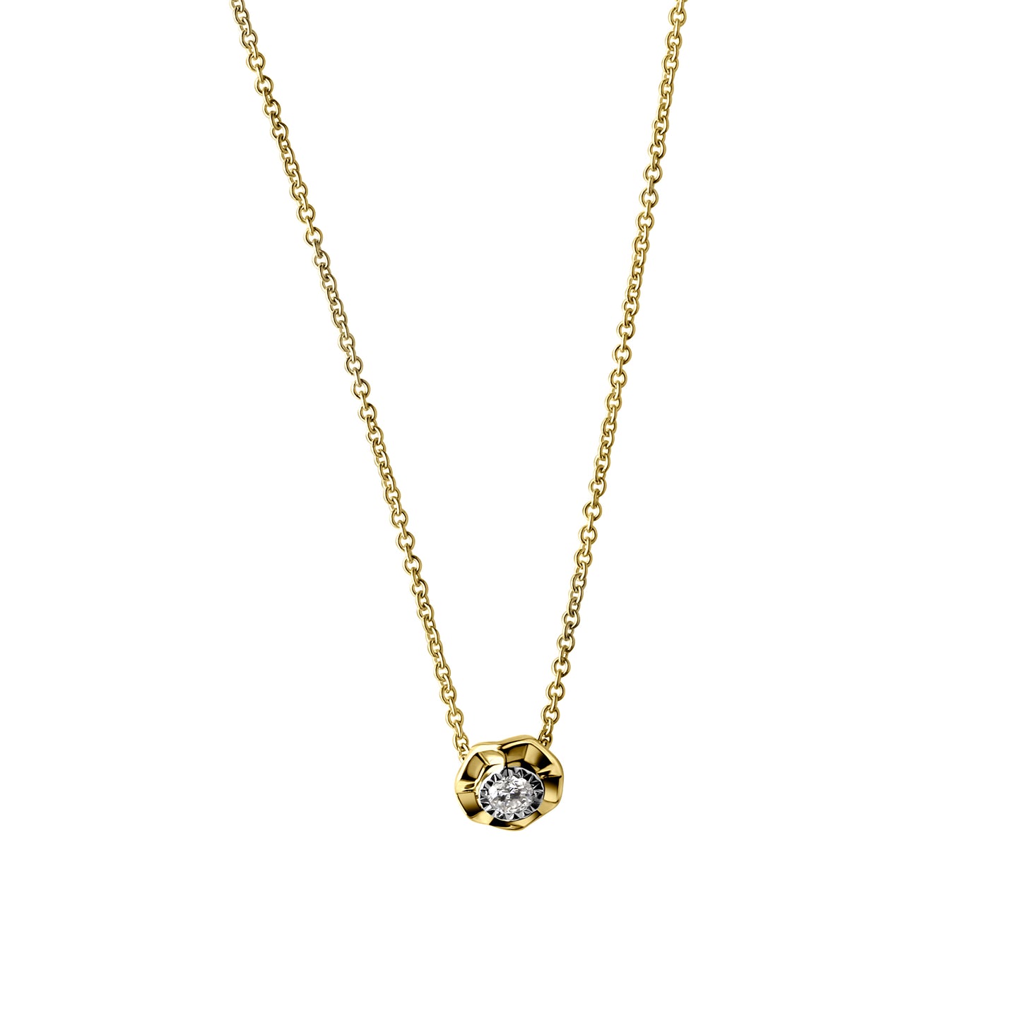 Anhänger mit Kette Ankerkette 585/- Gold rhodiniert (teil) 45,0cm Brillant 0,07ct.