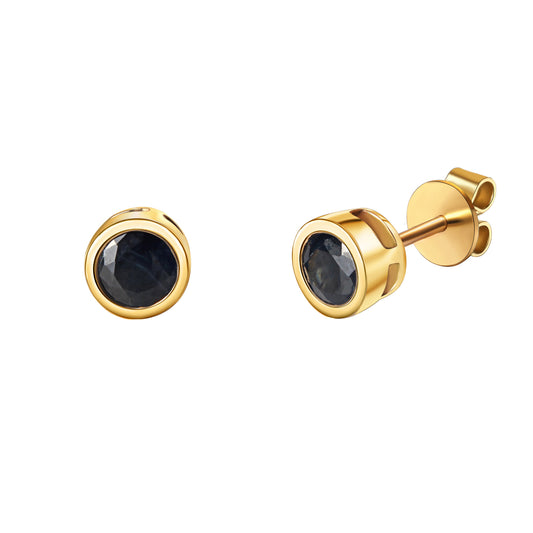 Ohrstecker 585/- Gold rhodiniert (teil) 0,7cm Saphir