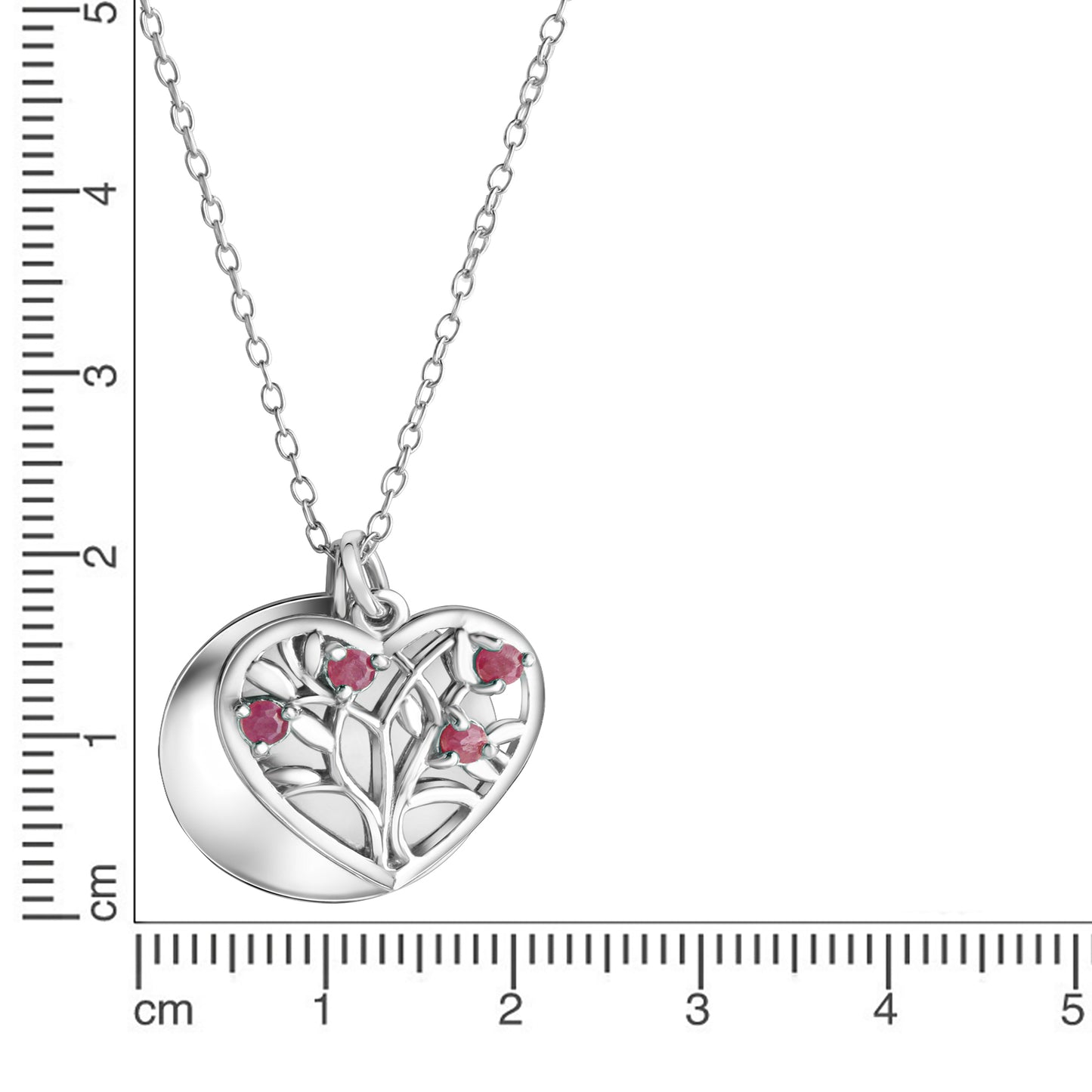 Anhänger mit Kette Ankerkette 925/- Sterling Silber rhodiniert 45,0cm Rubin