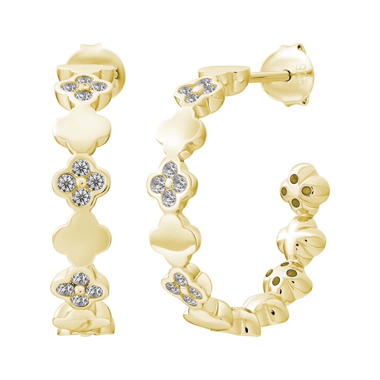 cai Creolen 925/- Sterling Silber vergoldet 2,5cm Zirkonia