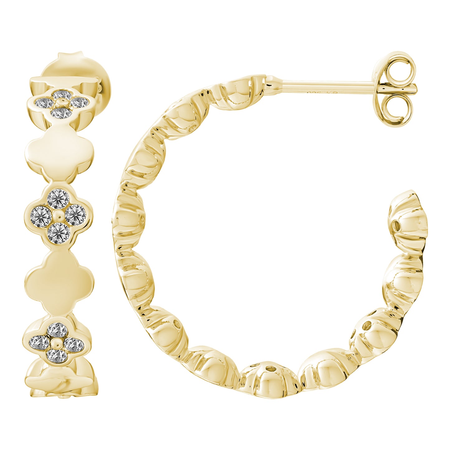 cai Creolen 925/- Sterling Silber vergoldet 2,5cm Zirkonia