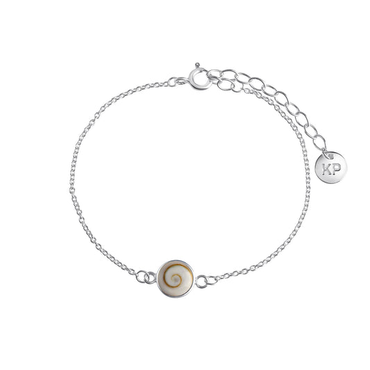 Armband Ankerkette 925/- Sterling Silber versilbert 19,0cm Muschel