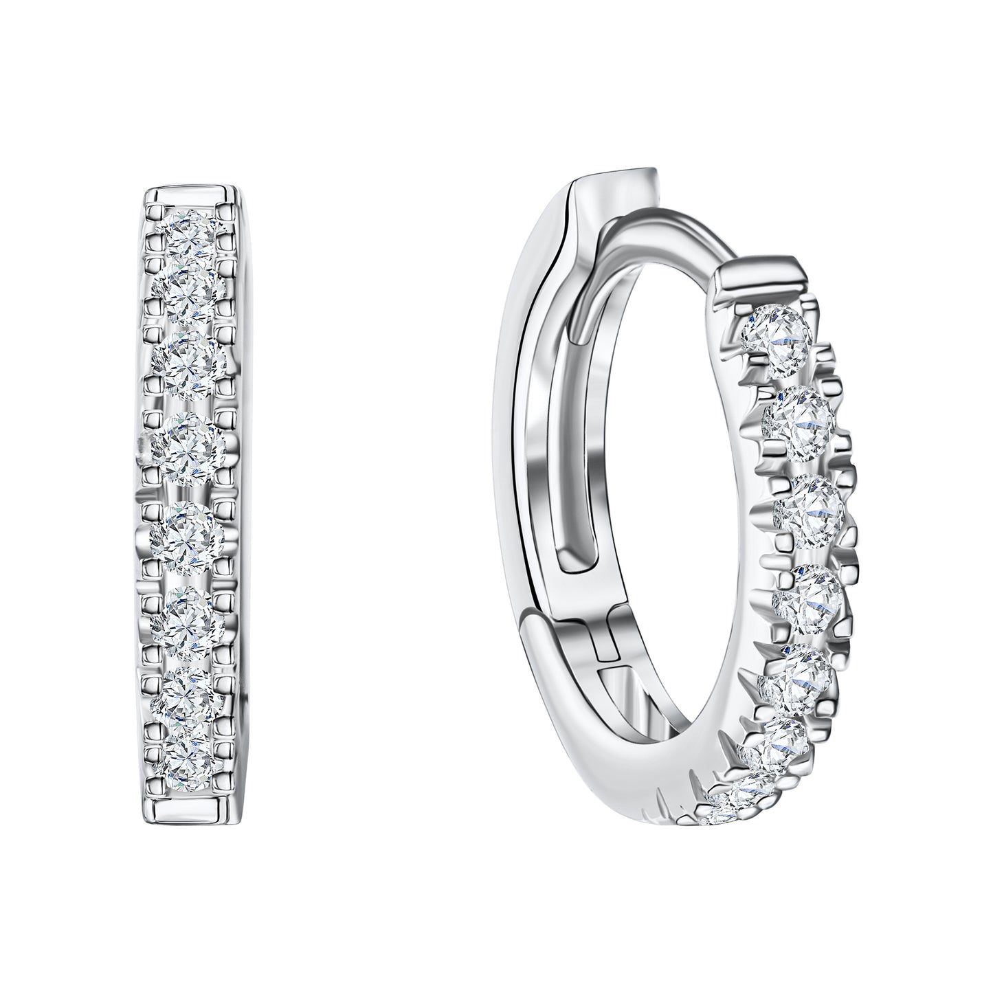 Klappcreolen 585/- Gold rhodiniert 1,2cm Zirkonia