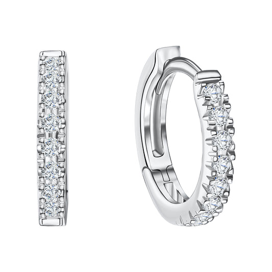 Klappcreolen 585/- Gold rhodiniert 1,2cm Zirkonia